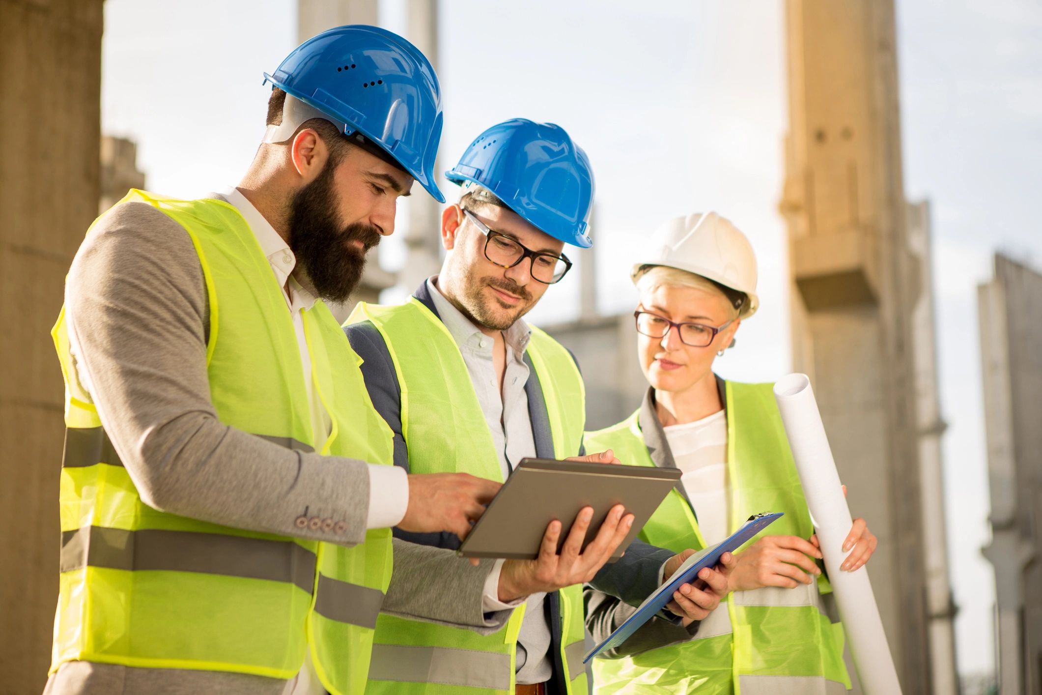 Construction professionals on site